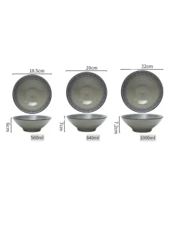 Elegance at the Table Küche & Esszimmer-Suppenschüssel-Set aus Keramik – große Retro-Schüssel mit Löffel und Essstäbchen