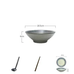 Elegance at the Table Küche & Esszimmer-Suppenschüssel-Set aus Keramik – große Retro-Schüssel mit Löffel und Essstäbchen