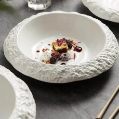 Elegance at the Table Küche & Esszimmer-Suppenteller aus Keramik mit Steinstruktur – Stilvolle Schüssel aus Steingut