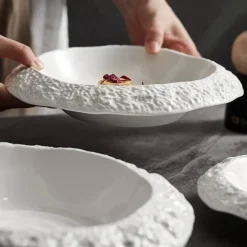 Elegance at the Table Küche & Esszimmer-Suppenteller aus Keramik mit Steinstruktur – Stilvolle Schüssel aus Steingut