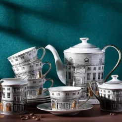 Feast u0026 Flair Küche & Esszimmer-Swan Fort Teeservice aus Knochenporzellan – Kaffeekanne, Milchglas, Zuckerbehälter