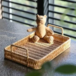 Feast u0026 Flair Küche & Esszimmer-Tablett mit geflochtenem Rattangriff zum Servieren und Aufbewahren