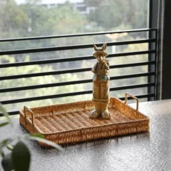 Feast u0026 Flair Küche & Esszimmer-Tablett mit geflochtenem Rattangriff zum Servieren und Aufbewahren