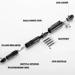 Roam Ready Camping-Werkzeuge|Outdoor-Gadgets-Tactical FlashPen – Multifunktionales Militär-Notfallwerkzeug