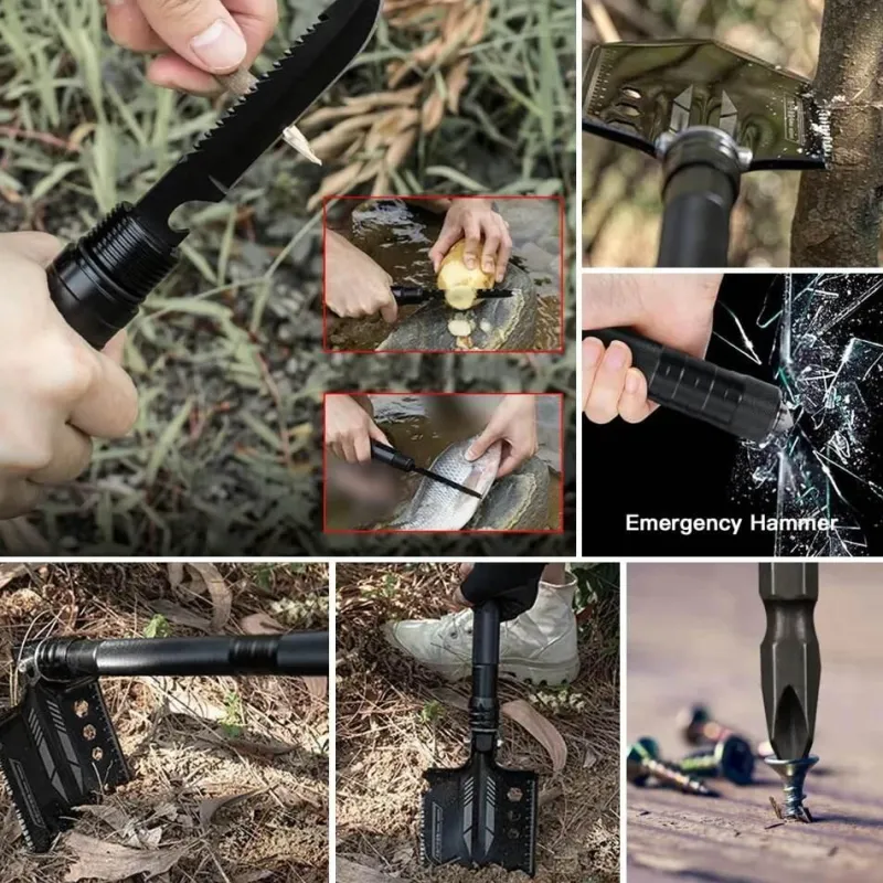 The Outdoor Vault Camping-Werkzeuge|Camping Im Freien-Taktisches Multifunktions-Schaufel-Set – All-Terrain-Überlebensausrüstung