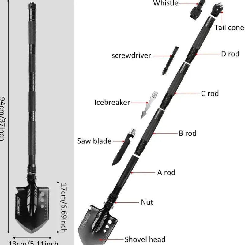 The Outdoor Vault Camping-Werkzeuge|Camping Im Freien-Taktisches Multifunktions-Schaufel-Set – All-Terrain-Überlebensausrüstung