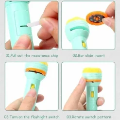 The Decor Haven Babyspielzeug|Beleuchtung-Taschenlampenprojektor für Kinder – pädagogisches Cartoon-Projektorspielzeug