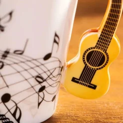 Feast u0026 Flair Küche & Esszimmer-Tasse mit Akustikgitarre – 400 ml Keramik-Kaffeetasse für Musikliebhaber