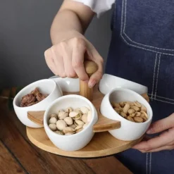 Brew Bliss Küche & Esszimmer-Tea Time Snacktablett aus Bambusporzellan