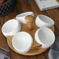 Brew Bliss Küche & Esszimmer-Tea Time Snacktablett aus Bambusporzellan