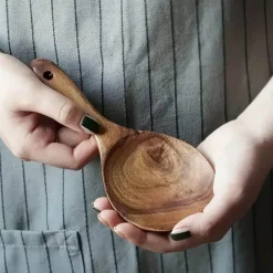 Decor Küche & Esszimmer-Teakholz-Löffel-Set – Ulmenholz-Kochutensilien, 2er-Pack