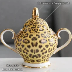 Feast u0026 Flair Küche & Esszimmer-Tee- und Kaffeeservice aus Knochenporzellan mit Leopardenmuster – elegantes Trinkgeschirr aus Porzellan