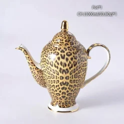 Feast u0026 Flair Küche & Esszimmer-Tee- und Kaffeeservice aus Knochenporzellan mit Leopardenmuster – elegantes Trinkgeschirr aus Porzellan