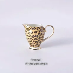 Feast u0026 Flair Küche & Esszimmer-Tee- und Kaffeeservice aus Knochenporzellan mit Leopardenmuster – elegantes Trinkgeschirr aus Porzellan