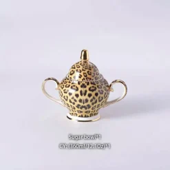 Feast u0026 Flair Küche & Esszimmer-Tee- und Kaffeeservice aus Knochenporzellan mit Leopardenmuster – elegantes Trinkgeschirr aus Porzellan