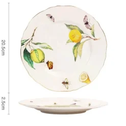 Elegance at the Table Küche & Esszimmer-Tee- und Kaffeeservice aus Keramik – Zitronenteekanne mit goldenem Rand und Untertasse