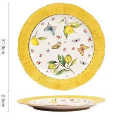 Elegance at the Table Küche & Esszimmer-Tee- und Kaffeeservice aus Keramik – Zitronenteekanne mit goldenem Rand und Untertasse