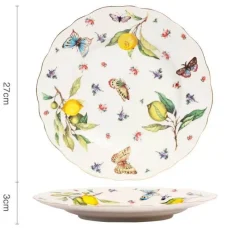 Elegance at the Table Küche & Esszimmer-Tee- und Kaffeeservice aus Keramik – Zitronenteekanne mit goldenem Rand und Untertasse