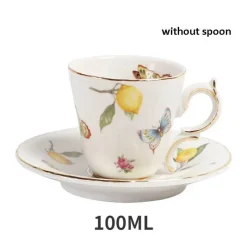 Elegance at the Table Küche & Esszimmer-Tee- und Kaffeeservice aus Keramik – Zitronenteekanne mit goldenem Rand und Untertasse