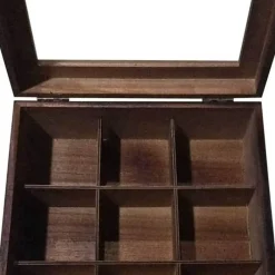 Brew Bliss Küche & Esszimmer-Teeaufbewahrungsdose aus Holz - Große Organizerbox mit Gitter