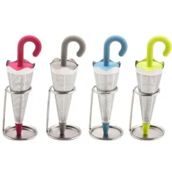 Brew Bliss Küche & Esszimmer-Tee-Ei aus Edelstahl – Teesieb im Regenschirm-Design