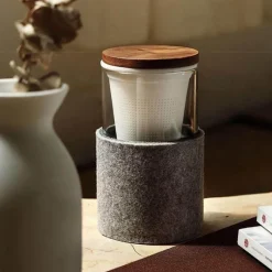 The Cozy Mug Küche & Esszimmer-Tee-Ei aus Glas mit Holzdeckel – Kreatives Brühwerkzeug