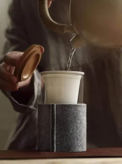 The Cozy Mug Küche & Esszimmer-Tee-Ei aus Glas mit Holzdeckel – Kreatives Brühwerkzeug