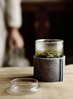 The Cozy Mug Küche & Esszimmer-Tee-Ei aus Glas mit Holzdeckel – Kreatives Brühwerkzeug