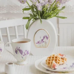 Feast u0026 Flair Küche & Esszimmer-Teegeschirr-Set mit Blumenmuster – Teekanne, Tassen, Untertassen, Zucker, Milchbehälter, Vase, Teller