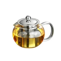 Plates u0026 More Küche & Esszimmer-Teekanne aus Borosilikatglas mit Edelstahl-Teesieb – hitzebeständige Teekanne