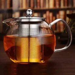 Plates u0026 More Küche & Esszimmer-Teekanne aus Borosilikatglas mit Edelstahl-Teesieb – hitzebeständige Teekanne