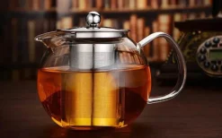 Plates u0026 More Küche & Esszimmer-Teekanne aus Borosilikatglas mit Edelstahl-Teesieb – hitzebeständige Teekanne