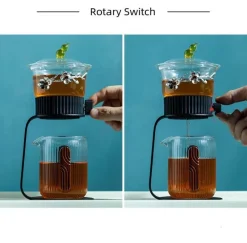 The Decor Haven Küche & Esszimmer-Teekanne aus Glas – Antikes, geheimnisvolles Blattdesign