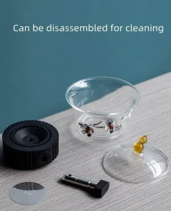 The Decor Haven Küche & Esszimmer-Teekanne aus Glas – Antikes, geheimnisvolles Blattdesign