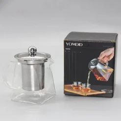 Tom Küche & Esszimmer-Teekanne aus Glas mit Teesieb – Elegante Teekanne aus Edelstahl