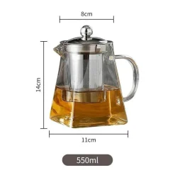 Tom Küche & Esszimmer-Teekanne aus Glas mit Teesieb – Elegante Teekanne aus Edelstahl