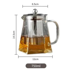 Tom Küche & Esszimmer-Teekanne aus Glas mit Teesieb – Elegante Teekanne aus Edelstahl