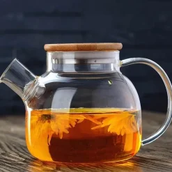 Plates u0026 More Küche & Esszimmer-Teekanne aus Glas mit Teesieb – 1000 ml, hitzebeständiger Teebereiter