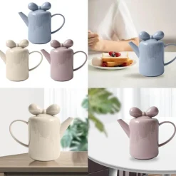 The Cozy Mug Küche & Esszimmer-Teekanne aus Porzellan mit Schleifenknoten-Design – Elegante Teekanne aus Keramik