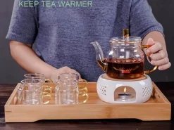 The Cozy Mug Küche & Esszimmer-Teekannen-Kerzenwärmer aus Keramik – tragbares Mini-Design