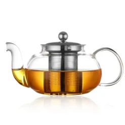 Plates u0026 More Küche & Esszimmer-Teekannen-Set aus Glas mit Edelstahlsieb – hitzebeständige Tee- und Kaffeekanne