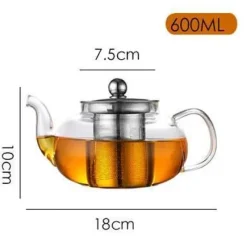 Plates u0026 More Küche & Esszimmer-Teekannen-Set aus Glas mit Edelstahlsieb – hitzebeständige Tee- und Kaffeekanne