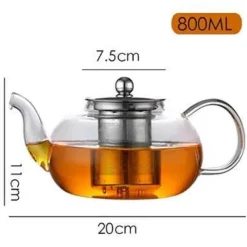 Plates u0026 More Küche & Esszimmer-Teekannen-Set aus Glas mit Edelstahlsieb – hitzebeständige Tee- und Kaffeekanne