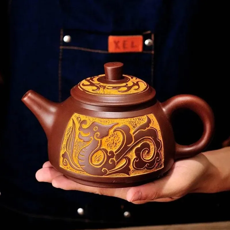 Plates u0026 More Küche & Esszimmer-Teekannen-Set aus Yixing-Bronze – Antiker lila Schlamm, 300 ml, 550 ml