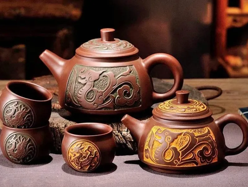 Plates u0026 More Küche & Esszimmer-Teekannen-Set aus Yixing-Bronze – Antiker lila Schlamm, 300 ml, 550 ml