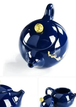 Plates u0026 More Küche & Esszimmer-Teekannen-Set aus Yixing-Ton – Edler blauer Porzellankessel, Kaffee-Samowar