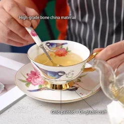 Feast u0026 Flair Küche & Esszimmer-Teekannen-Set mit Blumenmuster – Tassen aus Knochenporzellan mit Sieb