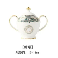 The Cozy Mug Küche & Esszimmer-Teeservice aus Bone China – Teekanne aus Porzellan mit blauen Punkten, Tassen, Milchkännchen, Zuckerdose