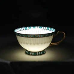 The Cozy Mug Küche & Esszimmer-Teeservice aus Bone China – Teekanne aus Porzellan mit blauen Punkten, Tassen, Milchkännchen, Zuckerdose