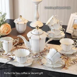 Feast u0026 Flair Küche & Esszimmer-Teeservice aus Bone China – Elegante Kaffeekanne aus Porzellan, Milchkännchen, Zuckerdose